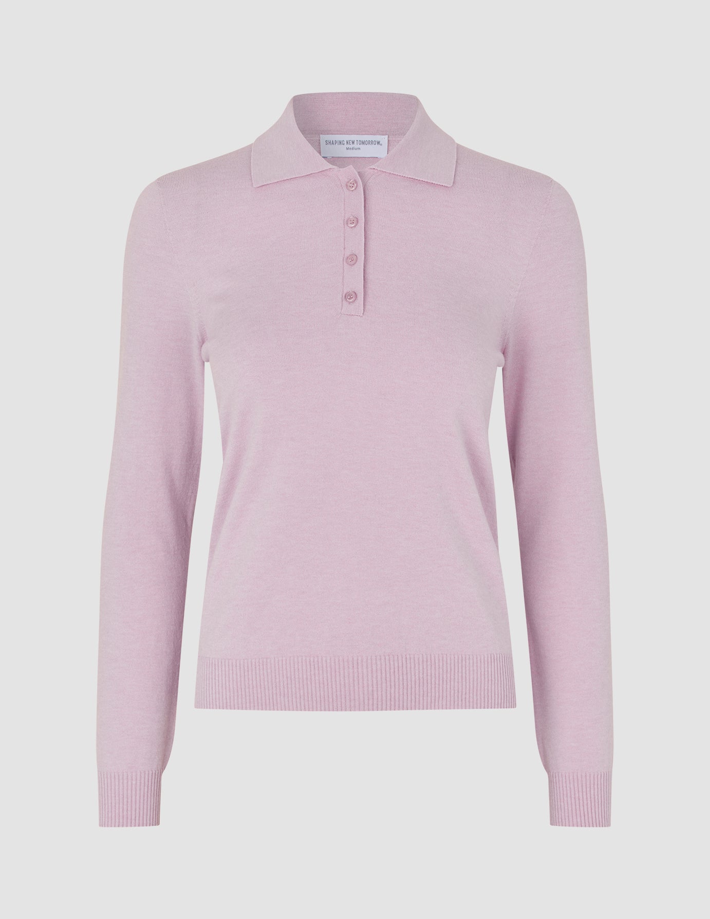 Women's Elevated Knit Polo Soft Pink Melange